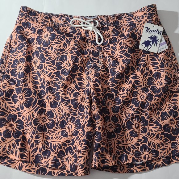 Trunks Surf & Swim Co. Men's Blue/Orange 2XL Swim Trunks/Shorts NWT - Picture 3 of 5